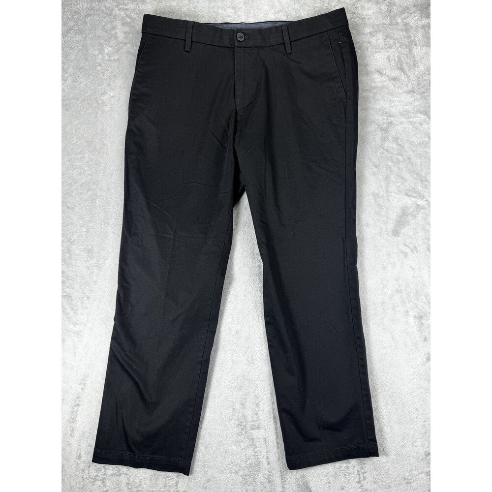 Dockers Mens Signature Khaki Straight Pants W36 L30 Black Flex Comfort